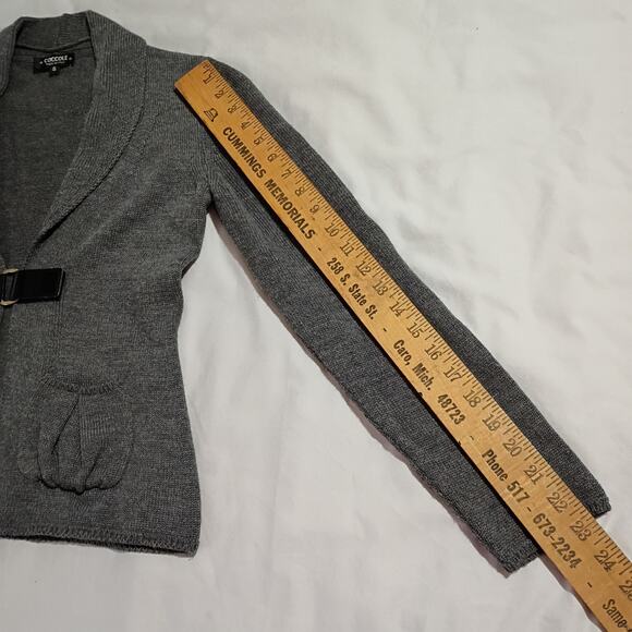 Merino Wool Small Italian Cardigan Coccole Grey Buckle Closure Pockets High-End - Picture 11 of 14